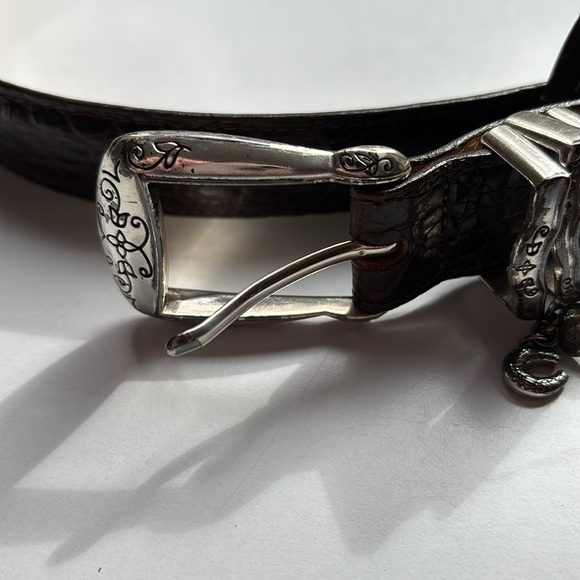 Brighton Belt Brown Leather Medium 3 Dangle Charms Heart Horseshoe Cross B10078 - Picture 3 of 11